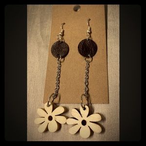 Genuine leather handmade earrings with jewels